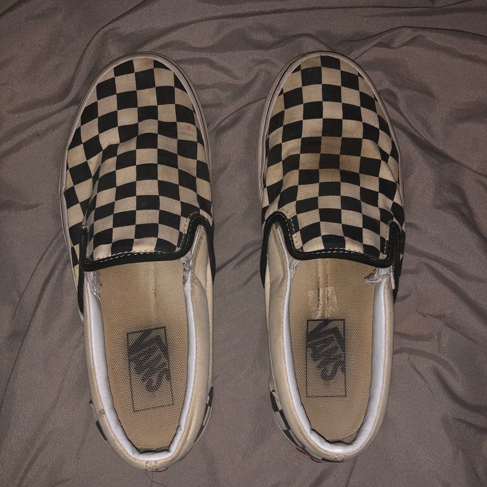 Checkered slip-on vans